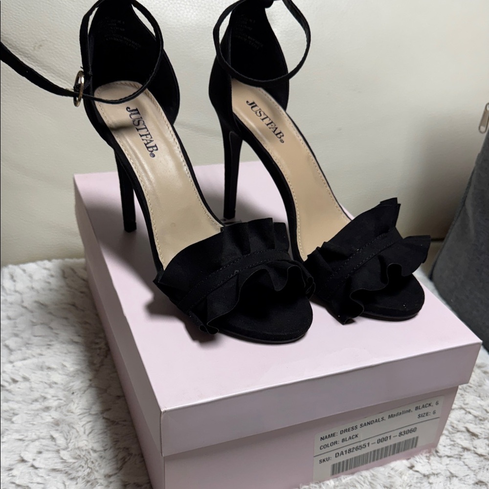 JustFab Black Ruffle Heels
